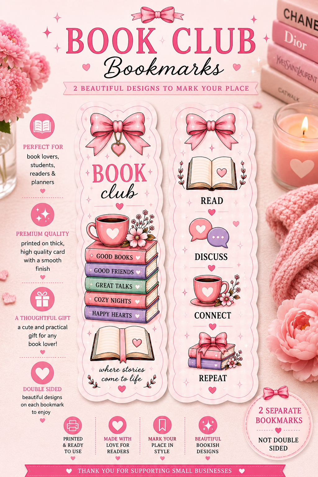 The Book Lover’s Bliss Bundle | Bookish Gift Set | Book Club Stickers, Bookmarks & Kindle Insert | Reading Accessories | Reader Gift