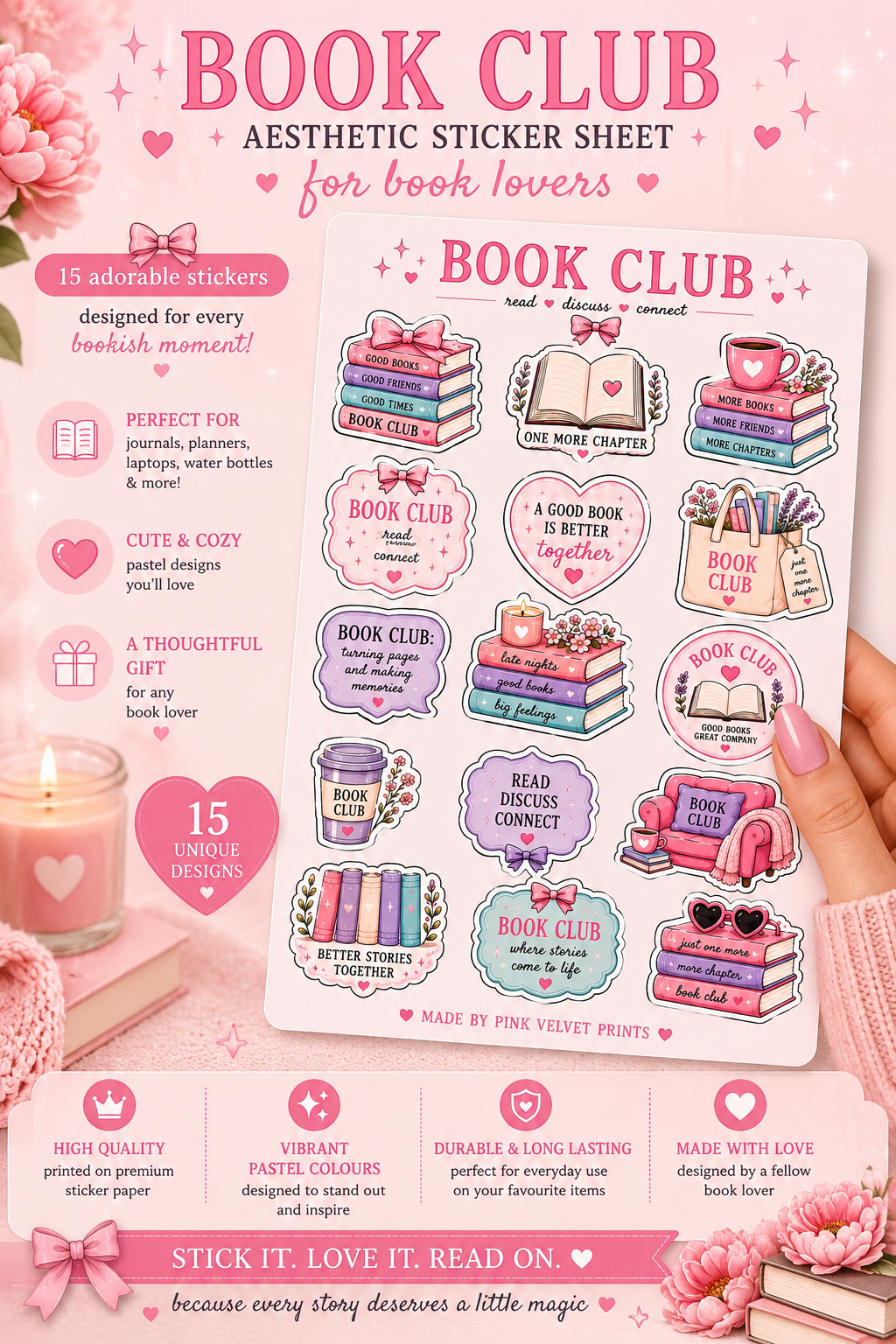 The Book Lover’s Bliss Bundle | Bookish Gift Set | Book Club Stickers, Bookmarks & Kindle Insert | Reading Accessories | Reader Gift
