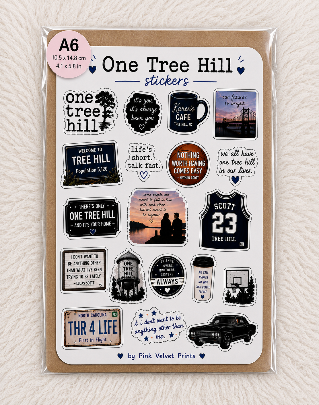 One Tree Hill Inspired Sticker Sheet A6 | TV Show Inspired Vinyl Stickers | Tree Hill Quotes, Karen’s Café, Scott 23 Jersey, Water Tower Stickers