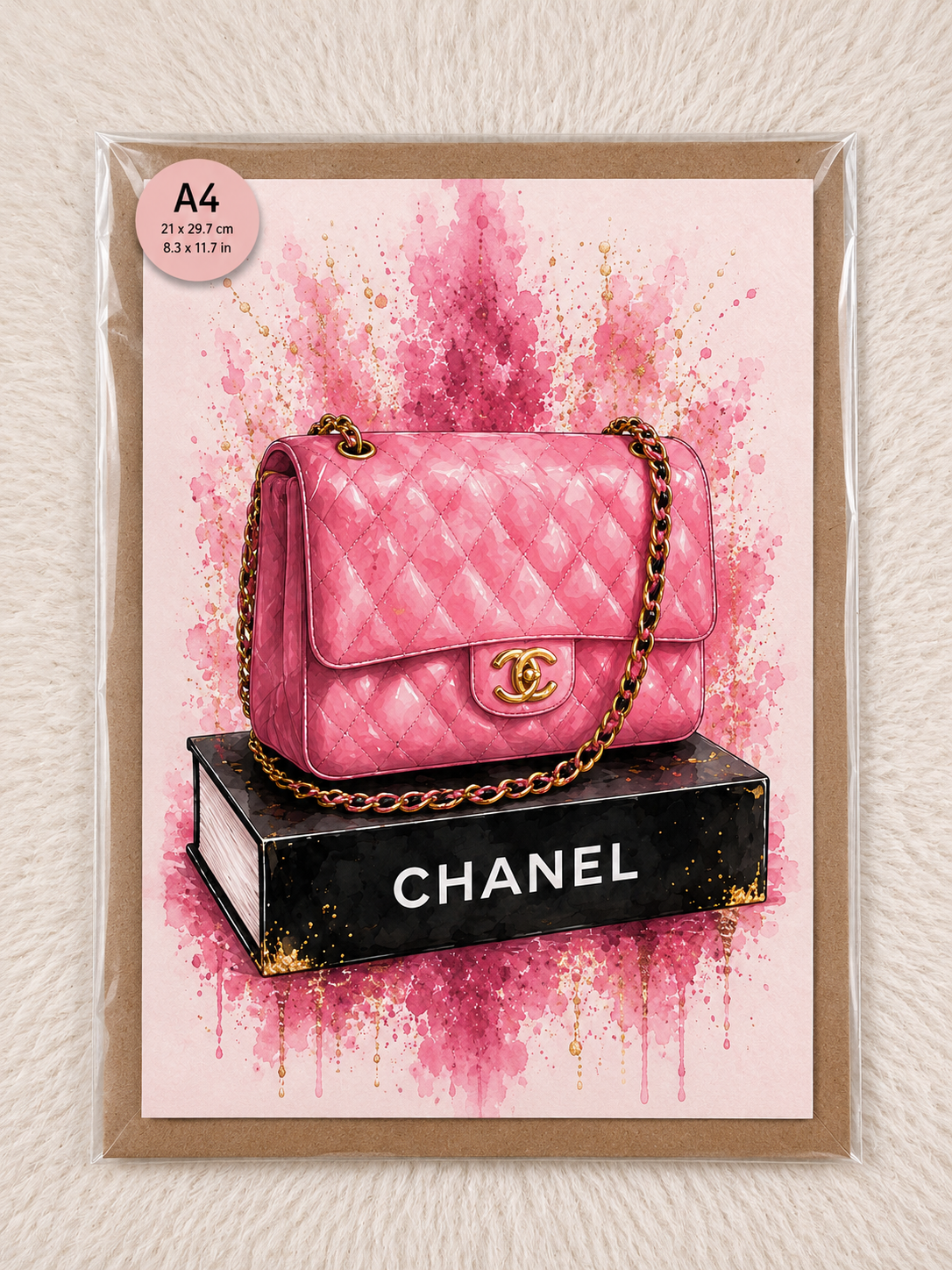 Pink Quilted Handbag – Luxury Fashion Wall Art A4 Print