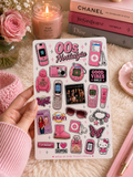 00s Nostalgia Sticker Sheet | Pink Y2K Aesthetic A6 Planner & Journal Stickers